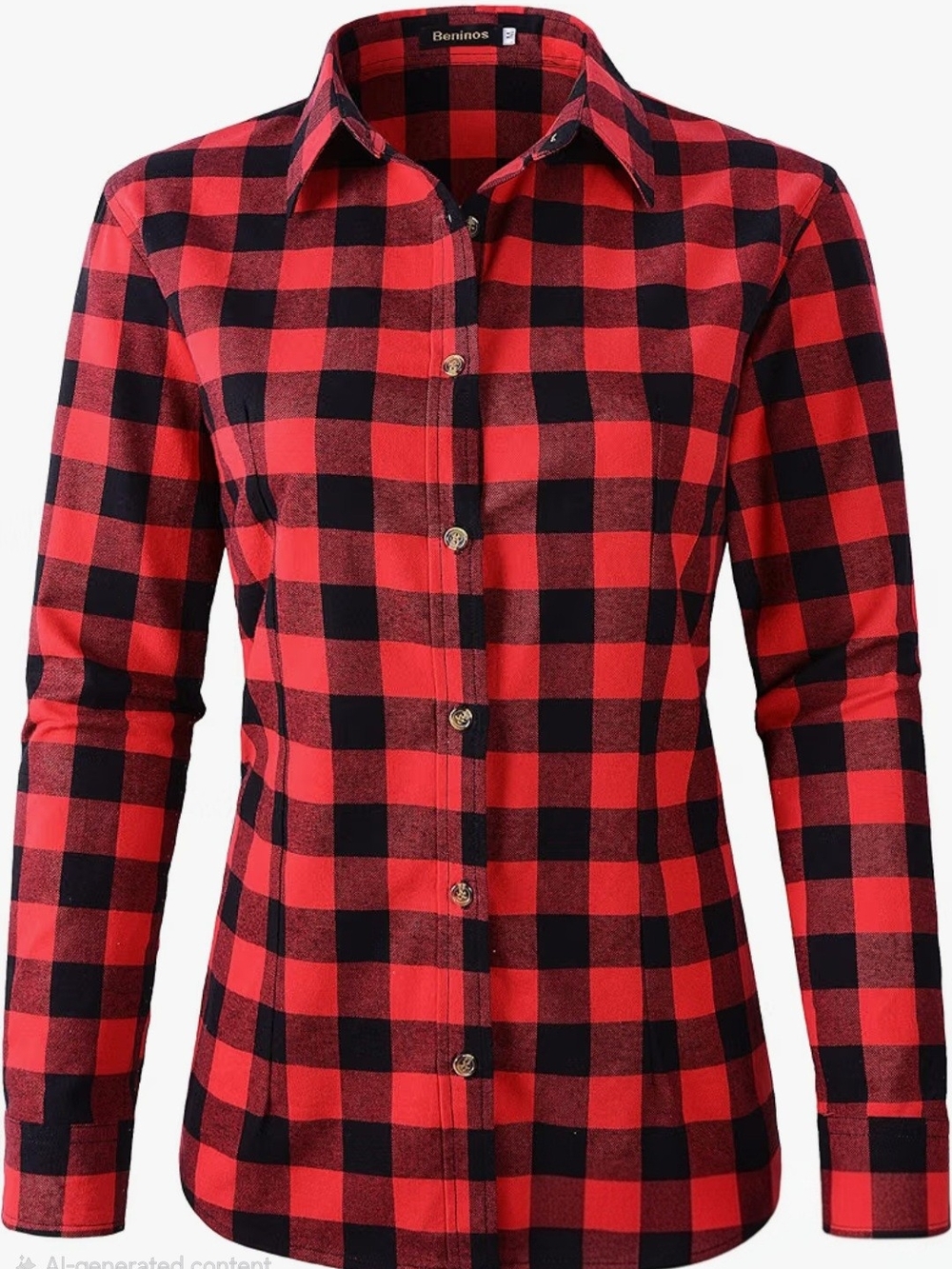 Red and Black Buffalo Plaid Button-Up Shirt